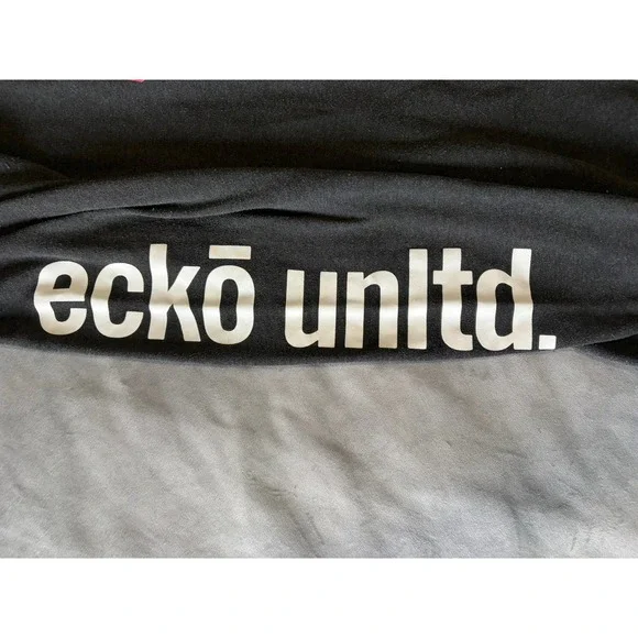 Ecko Unltd Mens Fleece Joggers Black Graphic Logo Sweatpants Medium - Picture 3 of 5